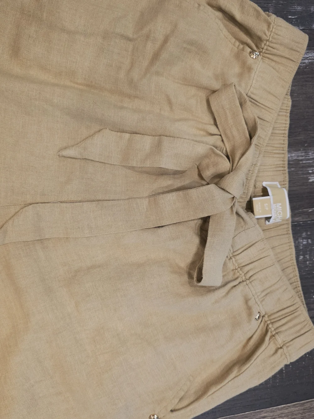 Michael Kors Beige Linen Tie-Waist Pants